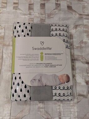 SwaddleMe Cotton Muslin Swaddle Blankets - Gray & White